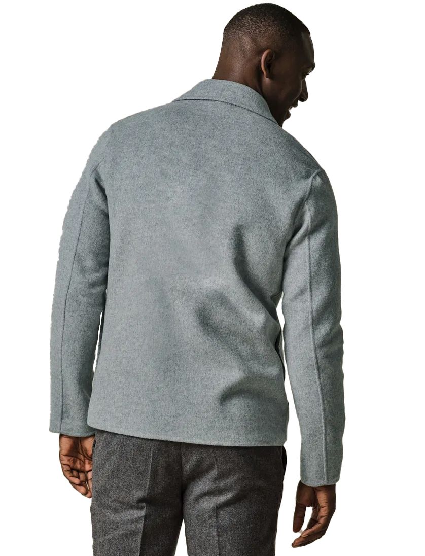 Overshirt Profuomo grijs effen wol