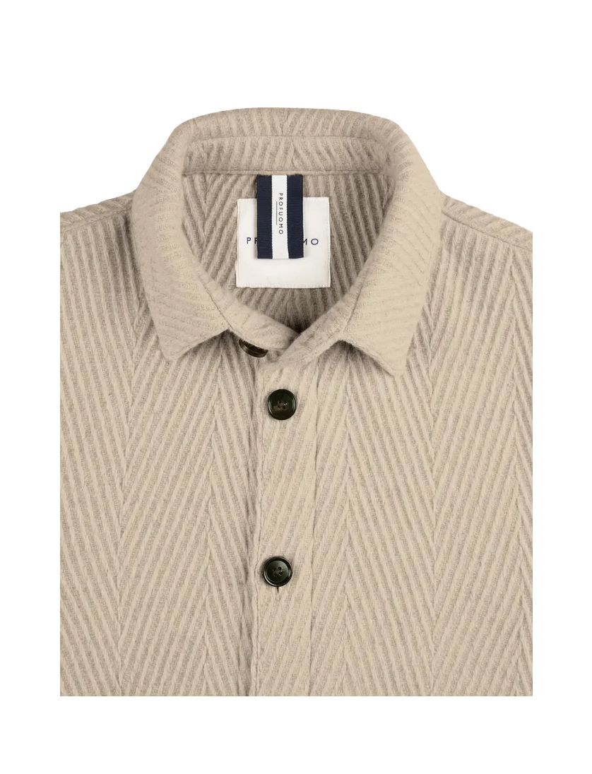 Overshirt Profuomo beige effen wol