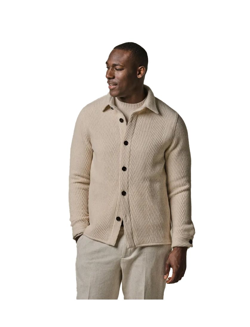 Overshirt Profuomo beige effen wol