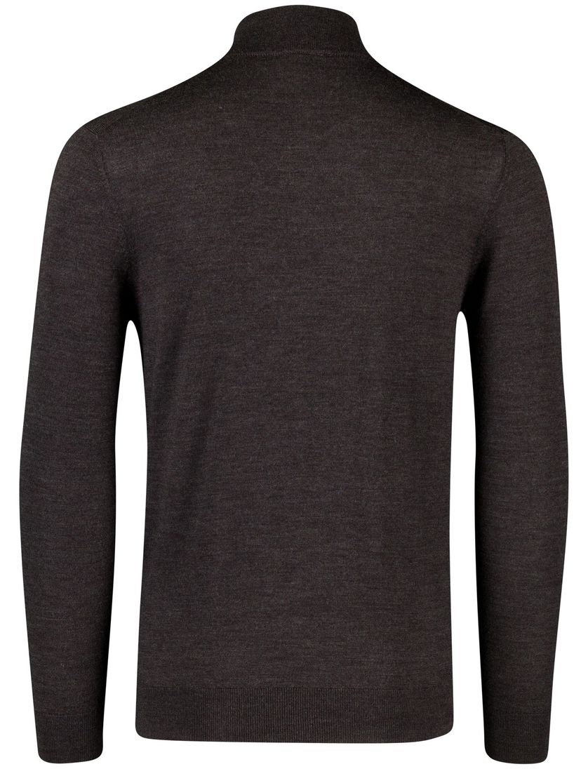 Profuomo half zip trui bruin effen merinowol