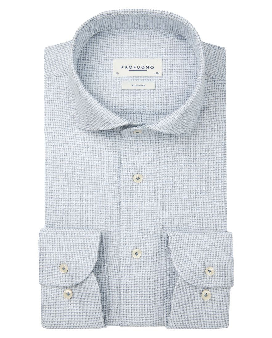 Profuomo overhemd strijkvrij blauw