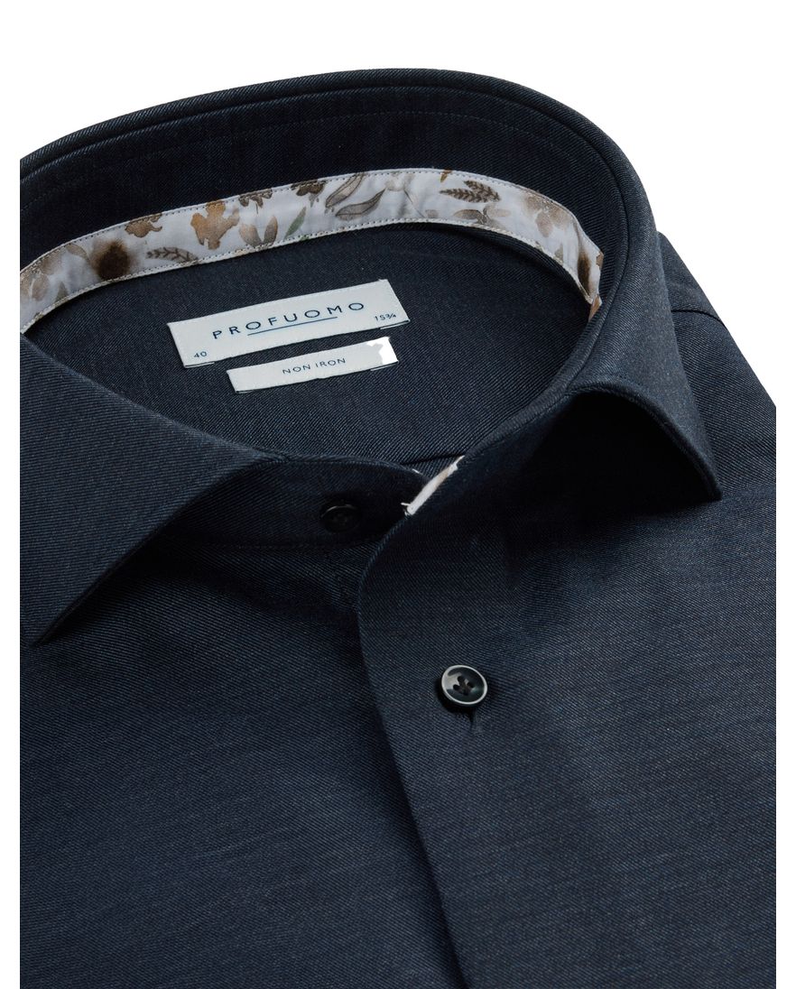 Profuomo overhemd navy strijkvrij casual