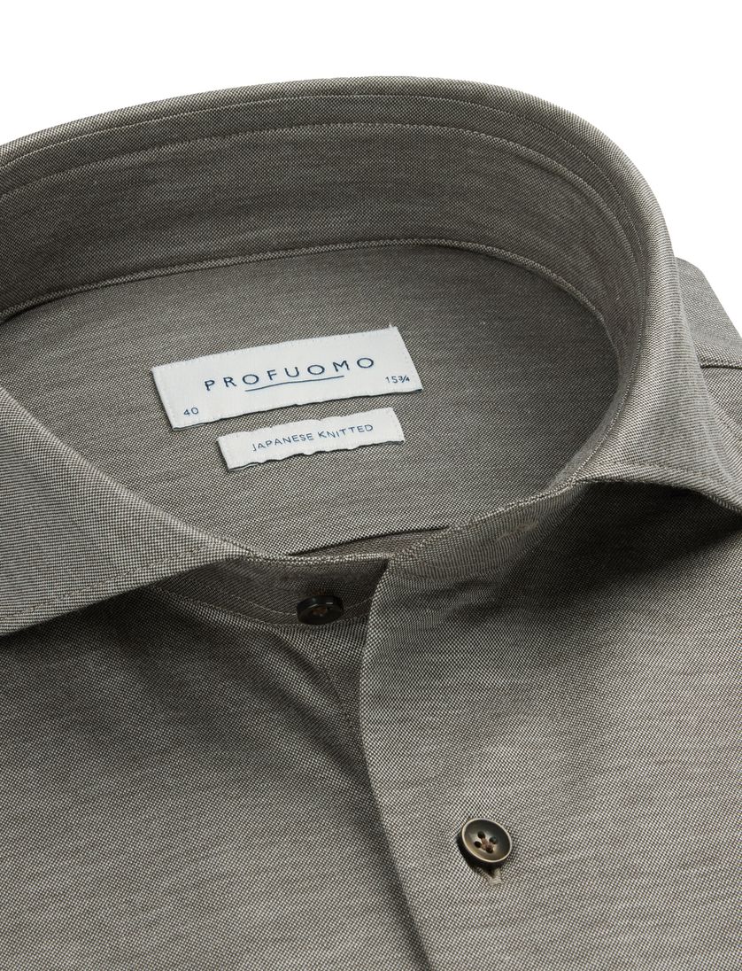 Overhemd Profuomo Japanese Knitted grijs katoen