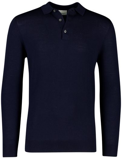 Profuomo Profuomo poloshirt effen donkerblauw merinowol