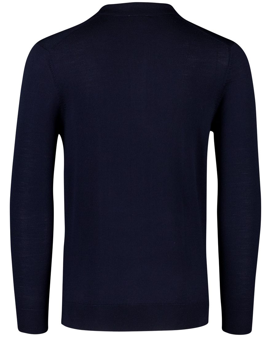 Profuomo poloshirt effen donkerblauw merinowol effen