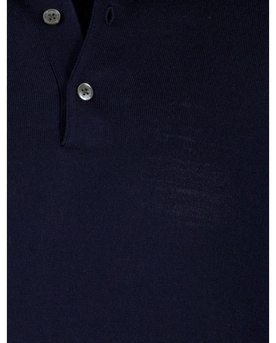 Profuomo poloshirt effen donkerblauw merinowol effen