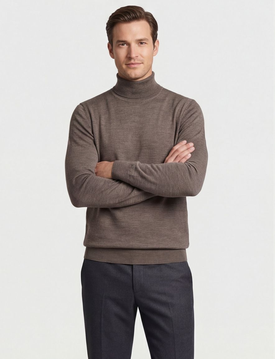 Profuomo roll neck trui taupe
