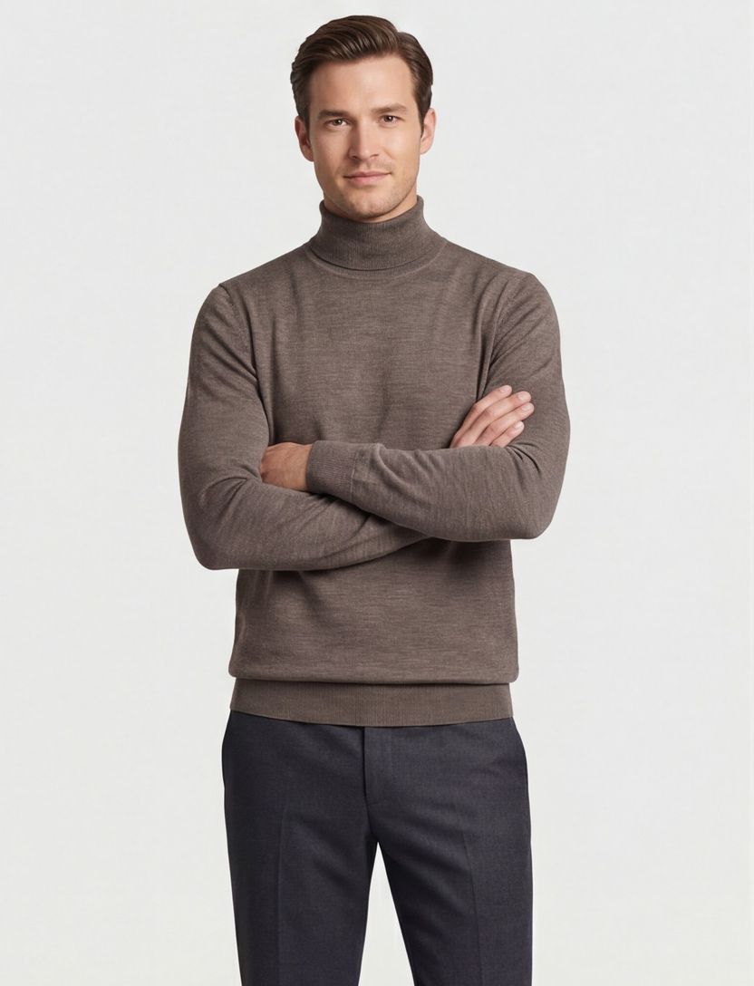roll neck trui Profuomo taupe