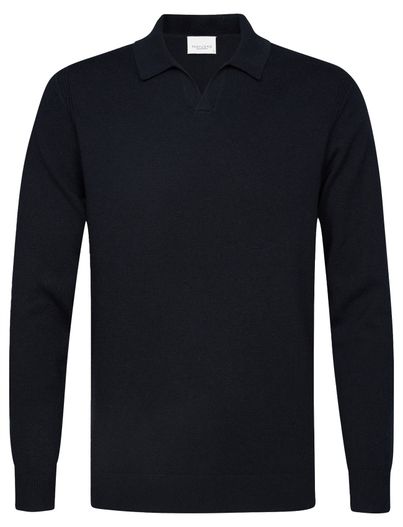 Profuomo polo lange mouw donkerblauw Profuomo