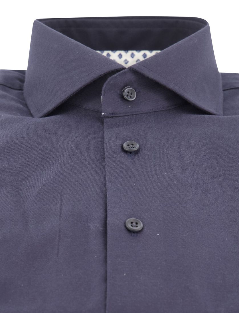 Michaelis overhemd effen donkerblauw slim fit strijkvrij