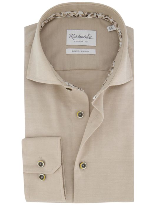 Michaelis overhemd ml 5 beige strijkvrij slim fit