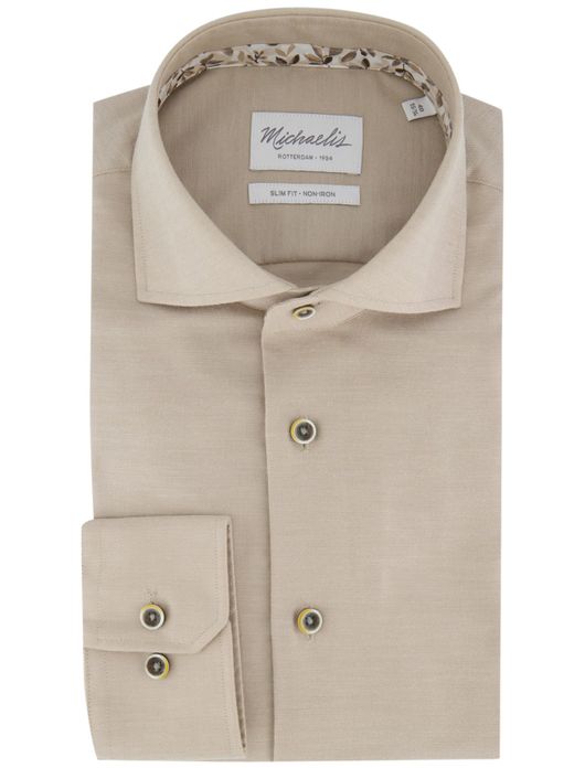 Michaelis overhemd ml 5 beige strijkvrij slim fit