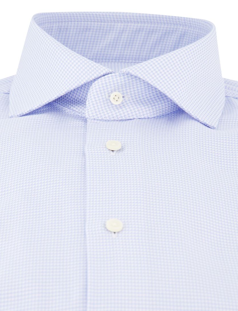 katoenen Michaelis overhemd lichtblauw geruit slim fit