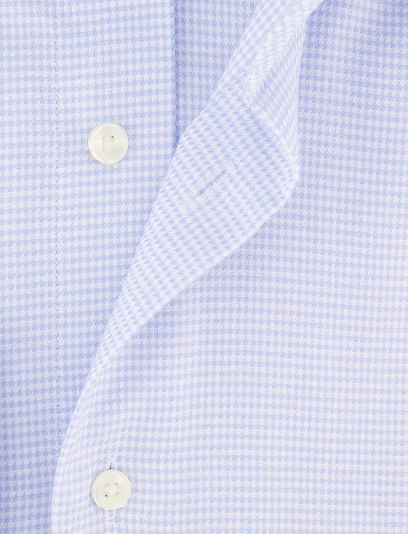 katoenen Michaelis overhemd lichtblauw geruit slim fit