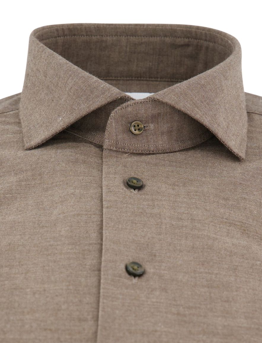 Michaelis overhemd ml 5 bruin gemêleerd slim fit