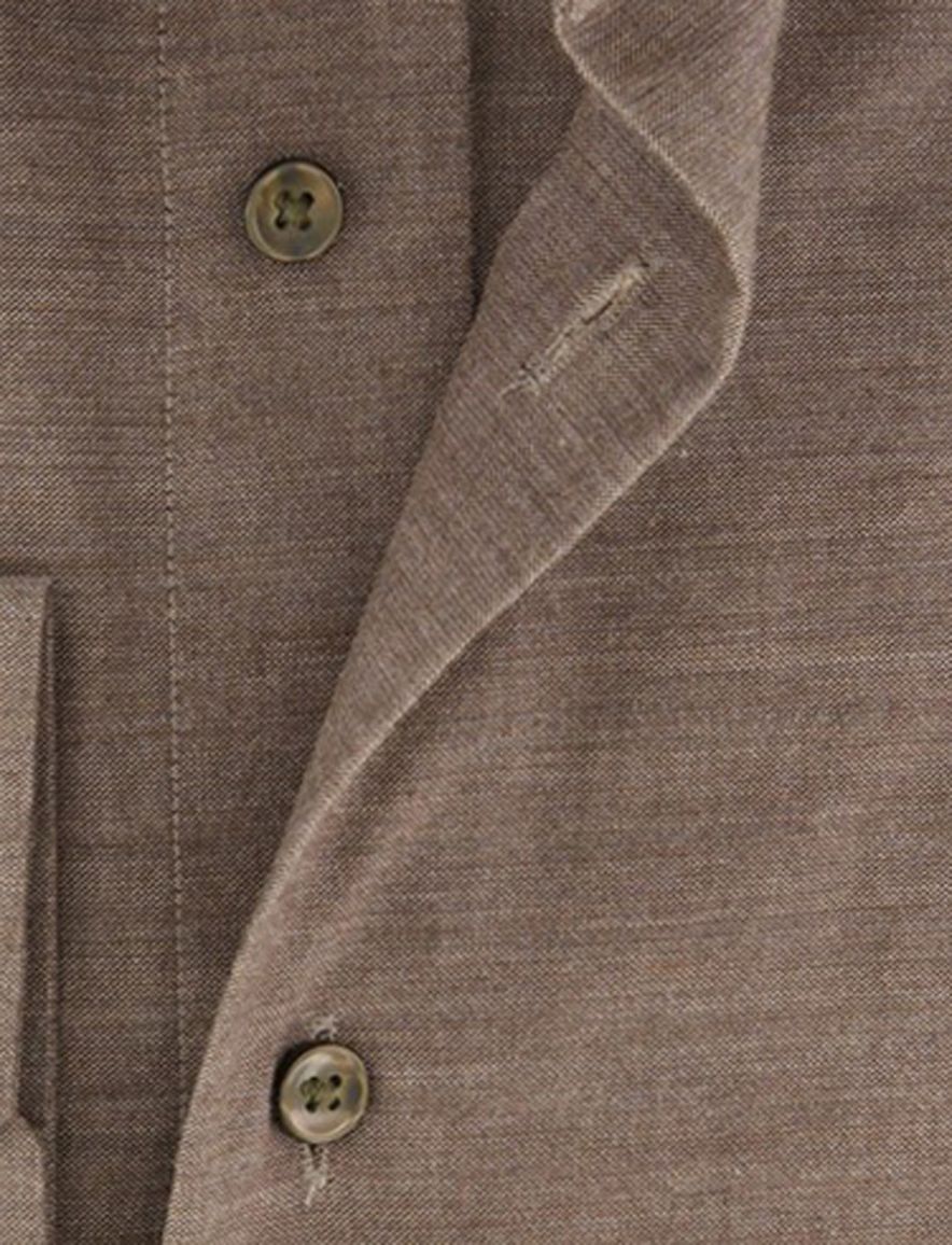 Michaelis overhemd ml 5 bruin gemêleerd slim fit