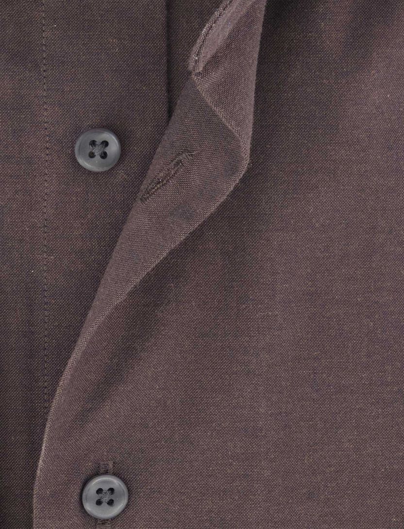 katoenen Michaelis overhemd bruin slim fit effen
