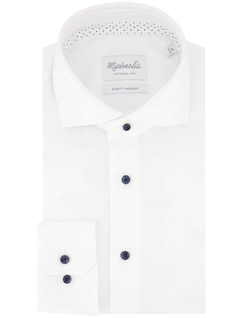 katoenen Michaelis overhemd wit slim fit effen strijkvrij