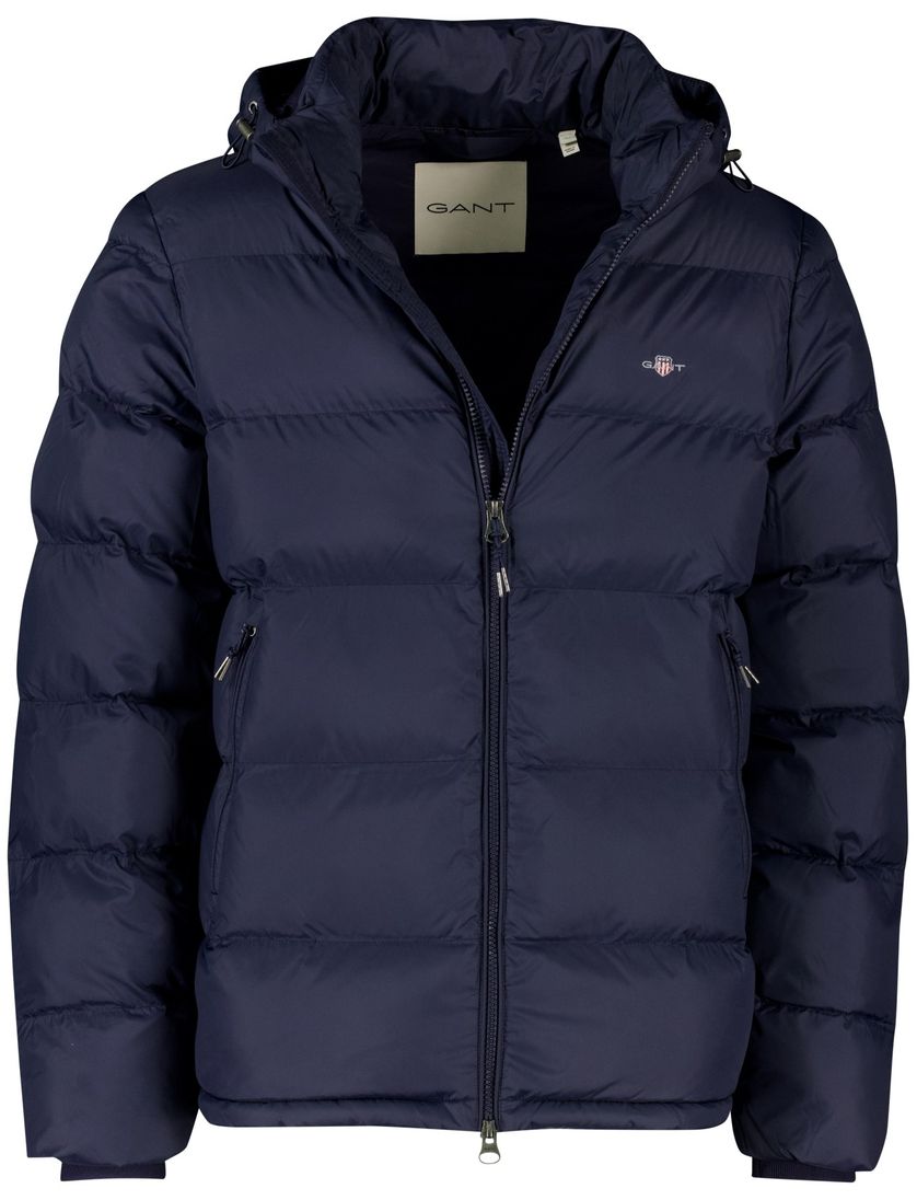 Gant effen donkerblauw winterjas waterafstotend