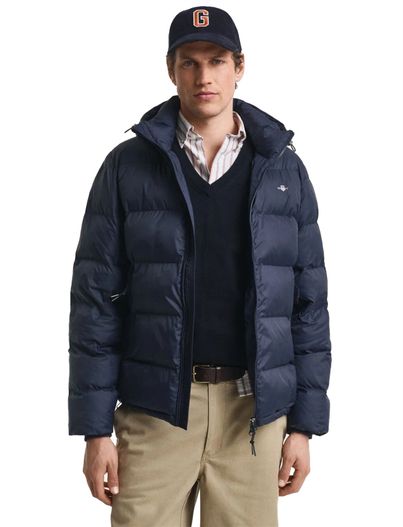 Gant Gant effen donkerblauw winterjas waterafstotend