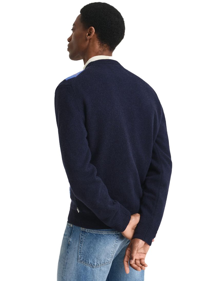 Gant Argyle trui regular fit donkerblauw lamswol