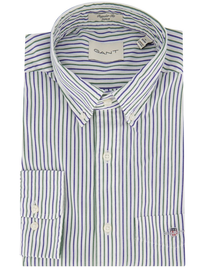 Gant overhemd groen gestreept 100% katoen