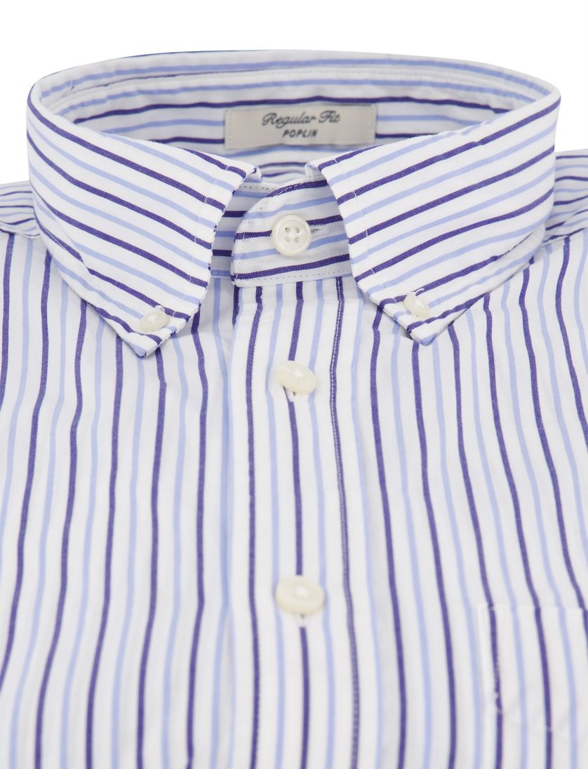 Gant overhemd blauw gestreept met borstzak