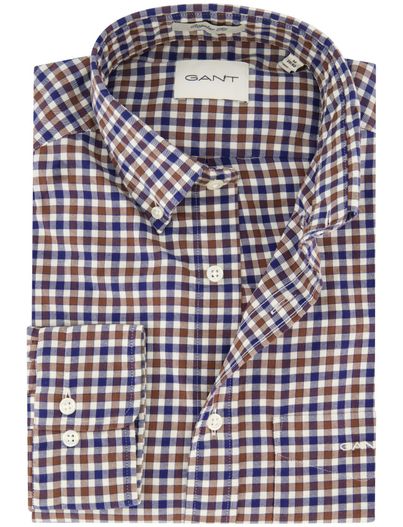 Gant Gant overhemd bruin geruit katoen