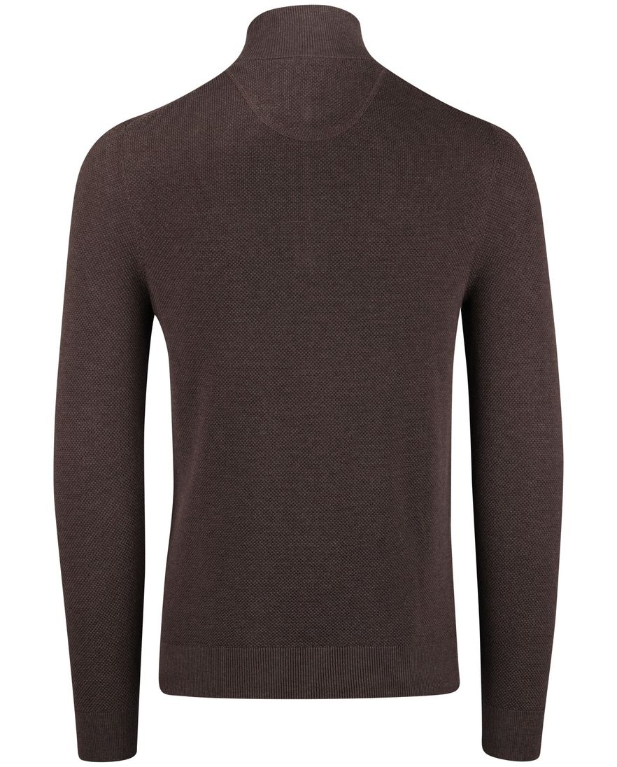 Gant trui half zip bruin effen katoen normale fit