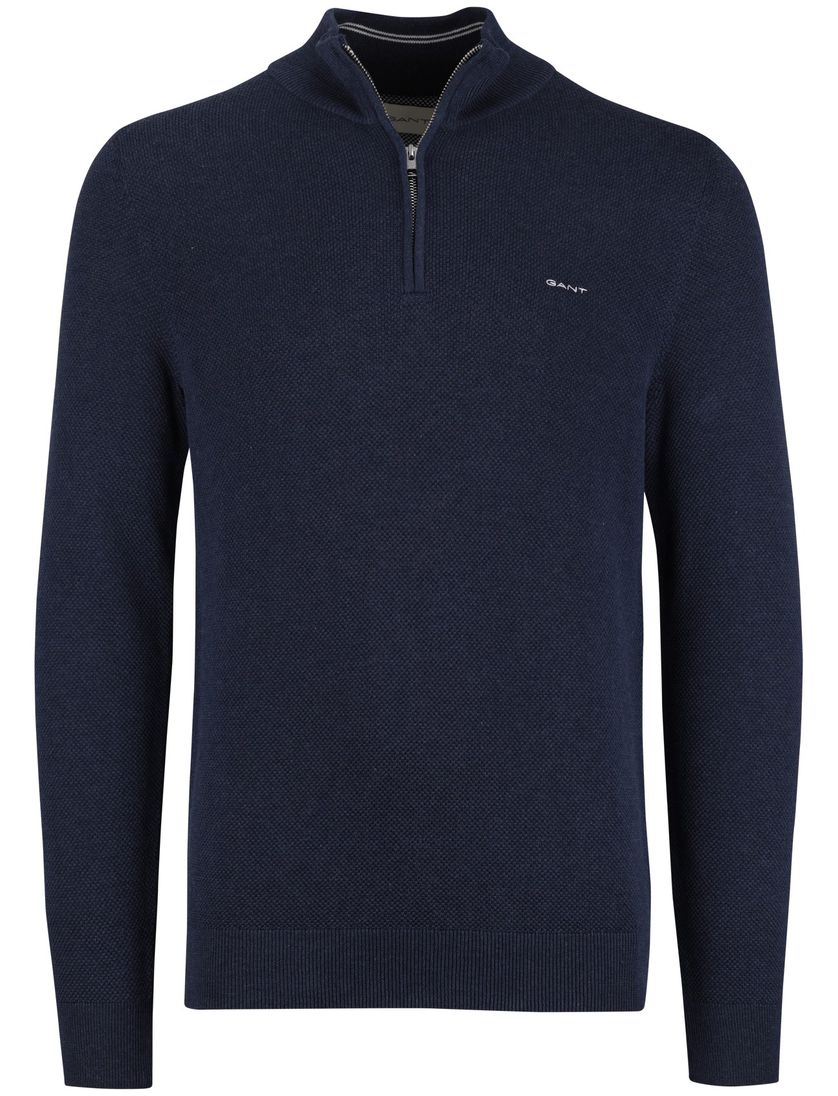 Gant half zip blauw normale fit effen