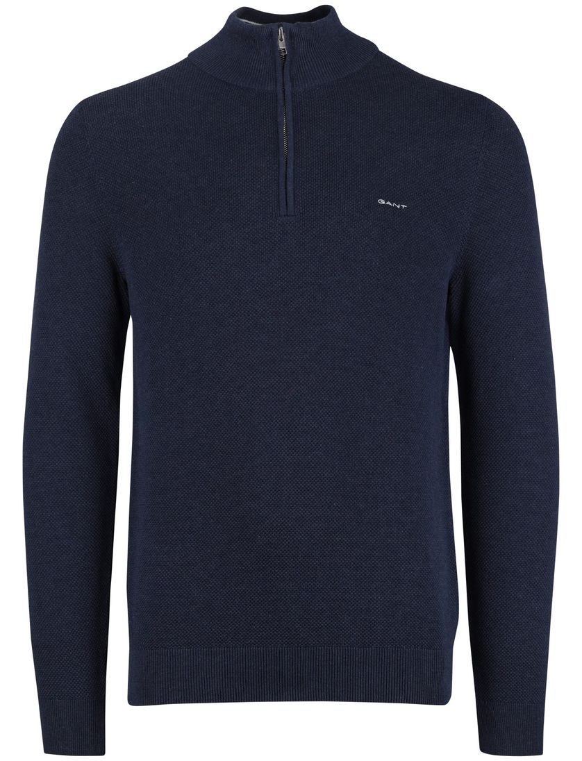 Gant half zip blauw normale fit effen