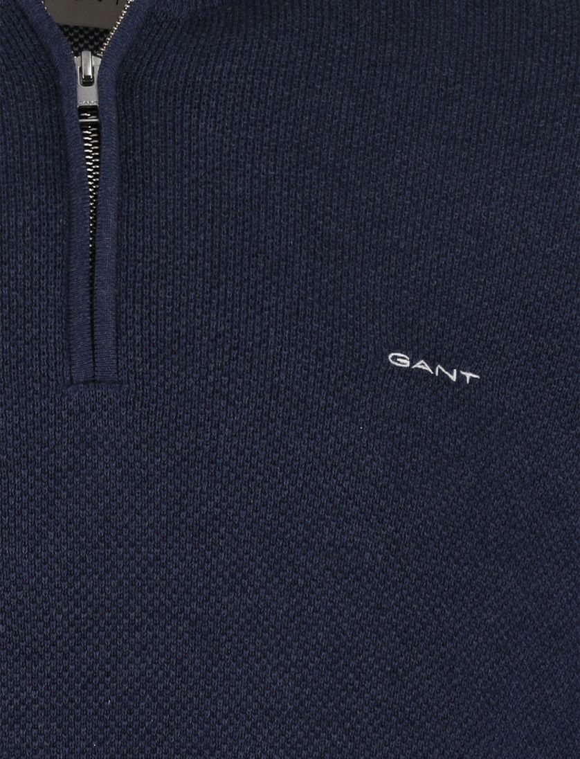 Gant half zip blauw normale fit effen