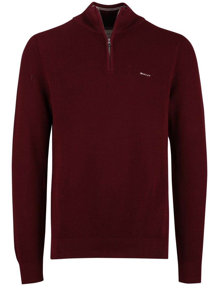 Gant half zip bordeaux normale fit effen