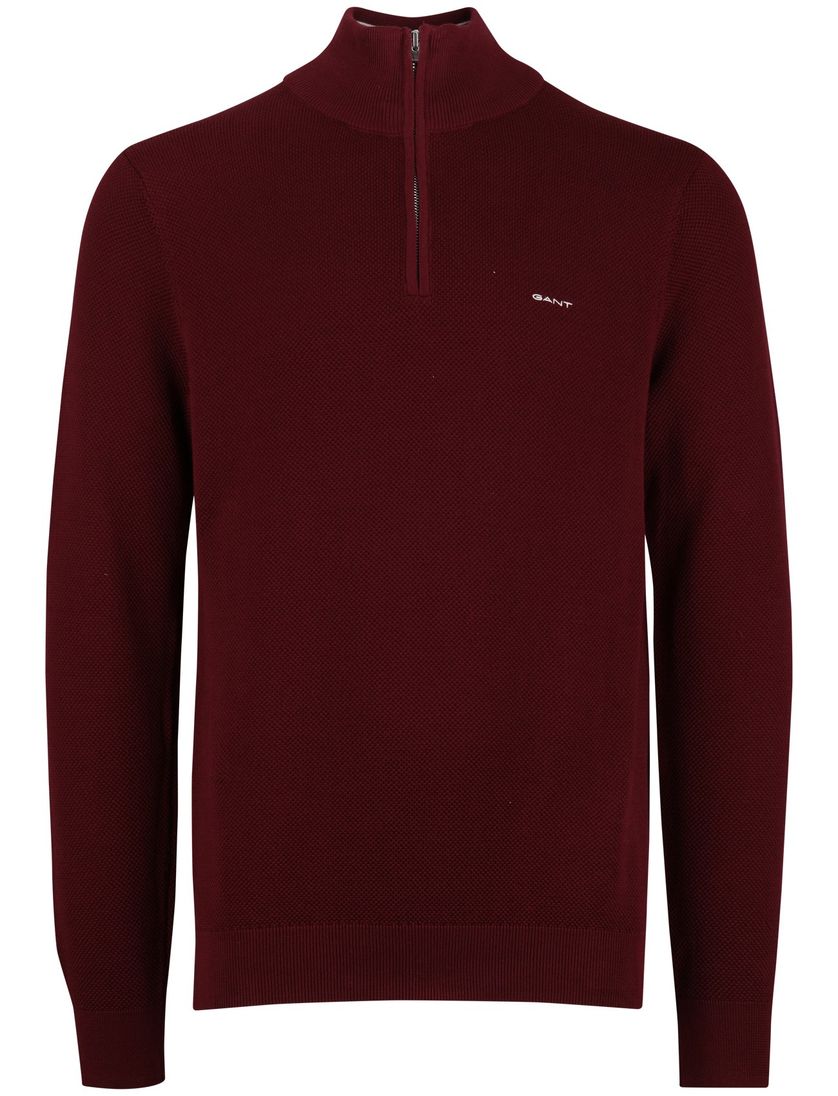 Gant half zip bordeaux normale fit effen