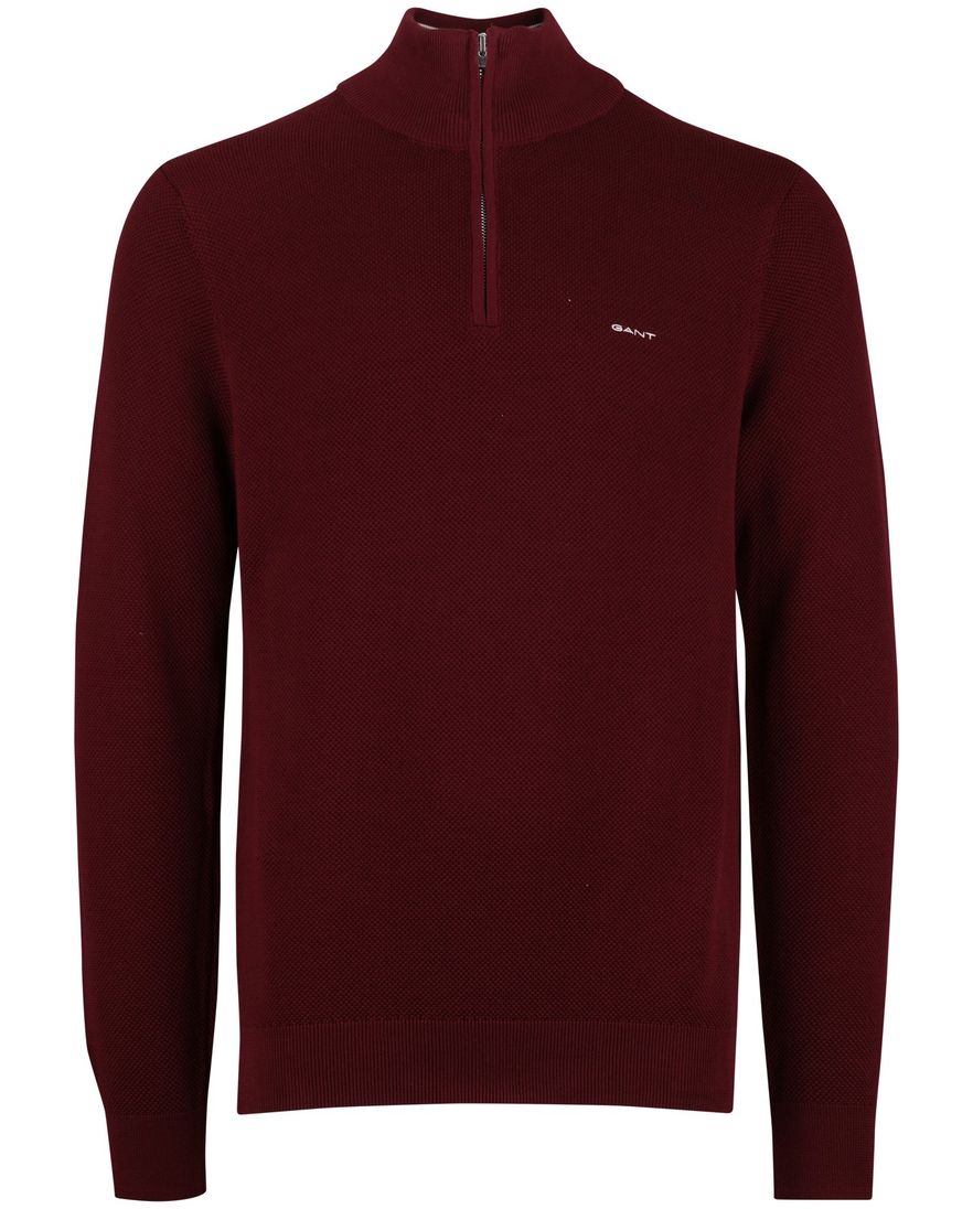 Gant half zip bordeaux normale fit katoen