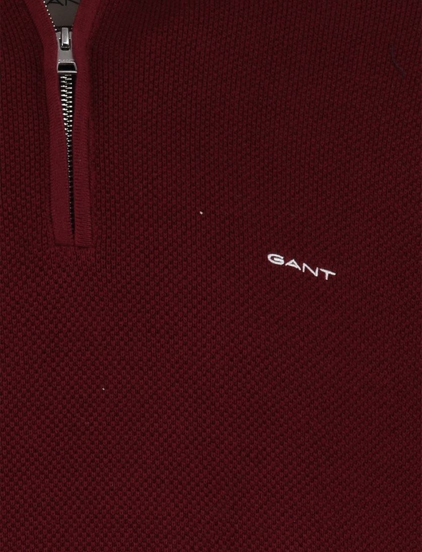 Gant half zip bordeaux normale fit effen