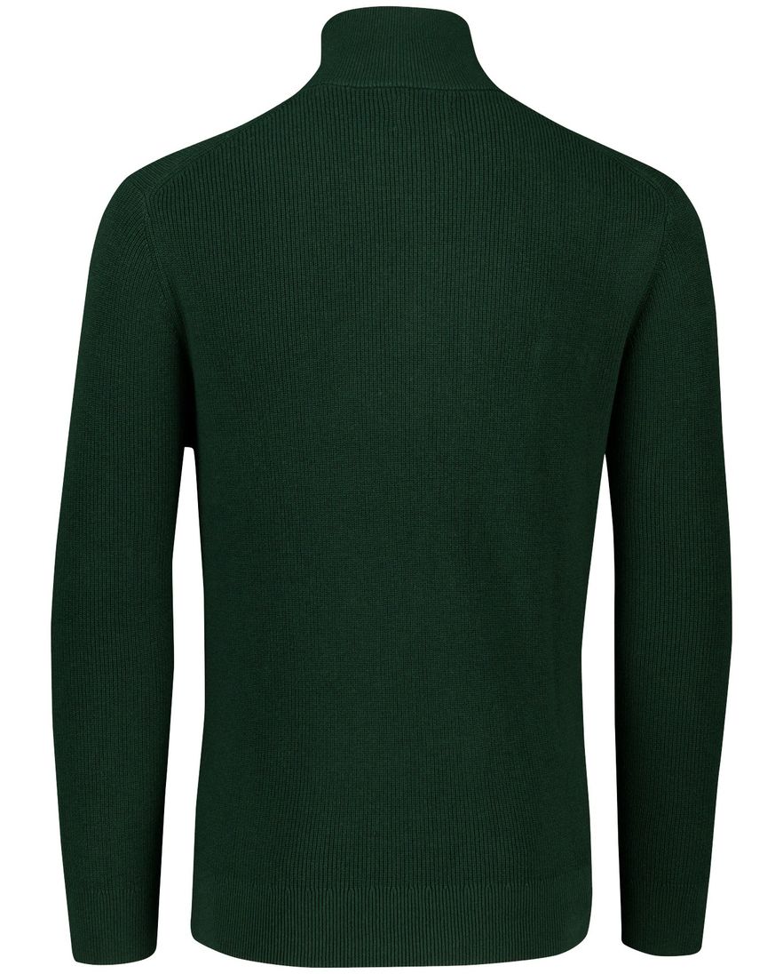 Gant trui groen effen normale fit katoen half zip