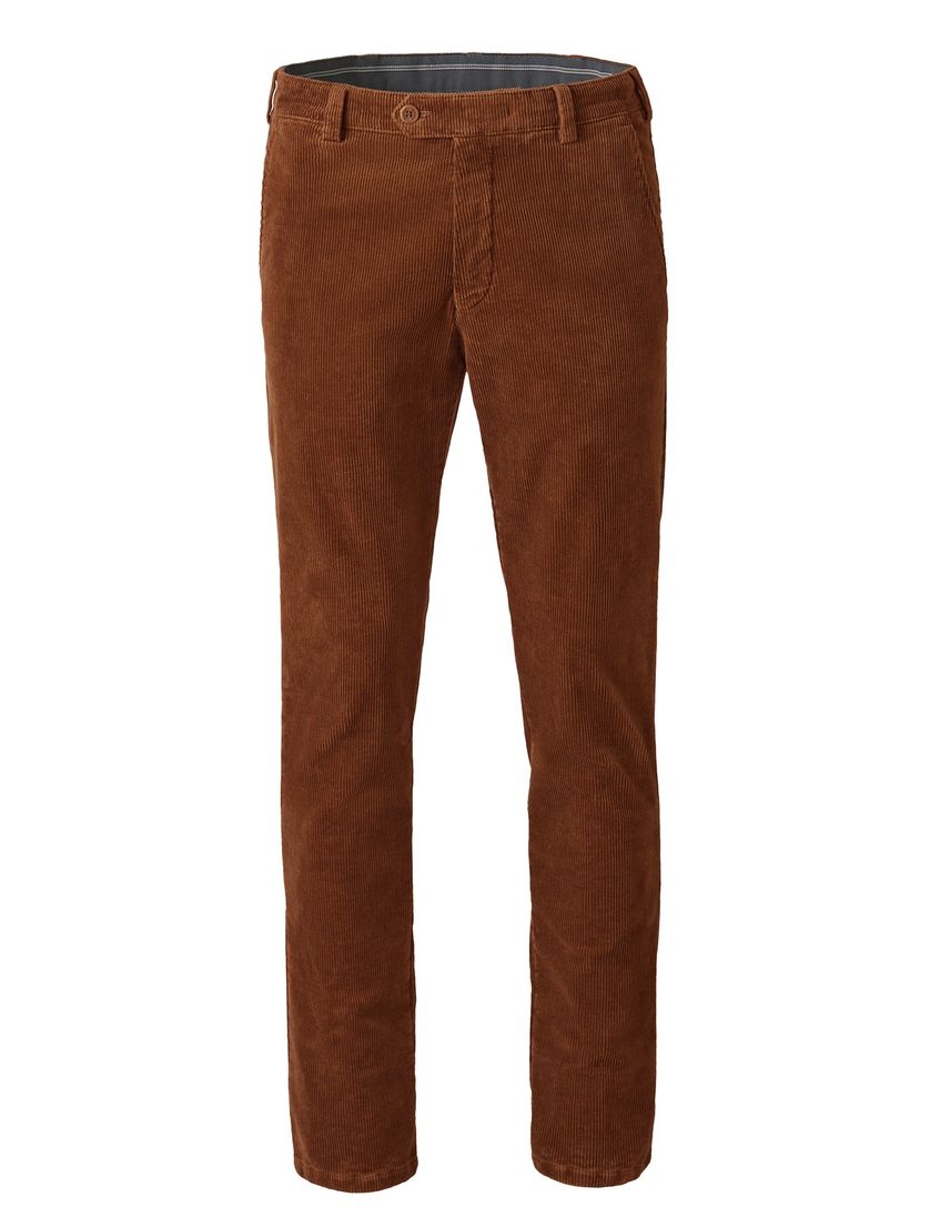 Katoenen flatfront pantalon Meyer Bonn bruin
