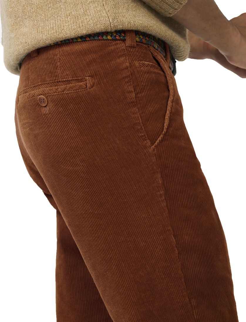 Katoenen flatfront pantalon Meyer Bonn bruin