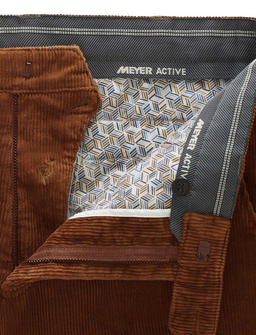 Katoenen flatfront pantalon Meyer Bonn bruin