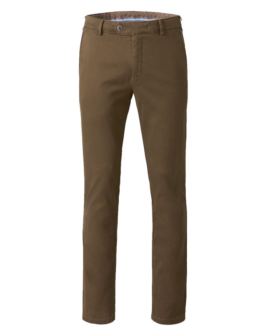 Meyer pantalon bruin katoen effen normale fit