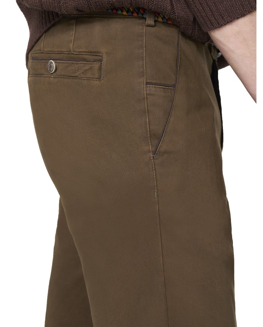 Meyer pantalon bruin katoen effen normale fit