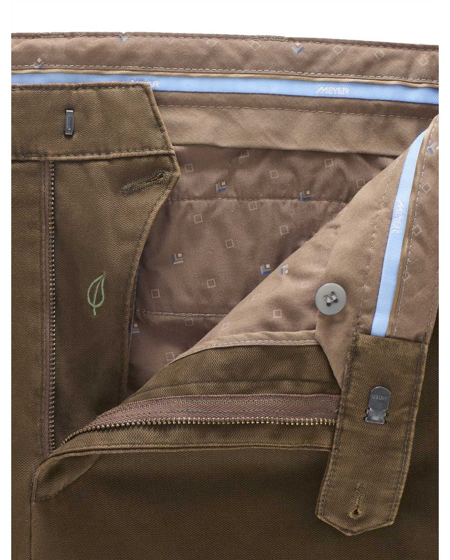 Meyer pantalon bruin katoen effen normale fit
