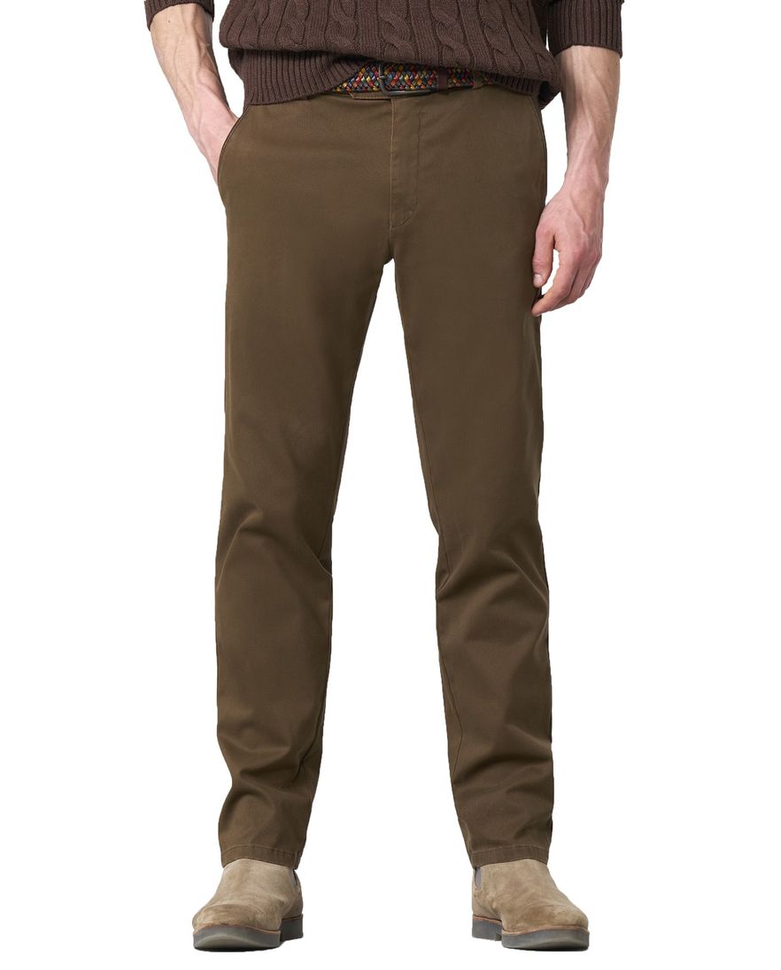 Meyer pantalon bruin katoen effen normale fit