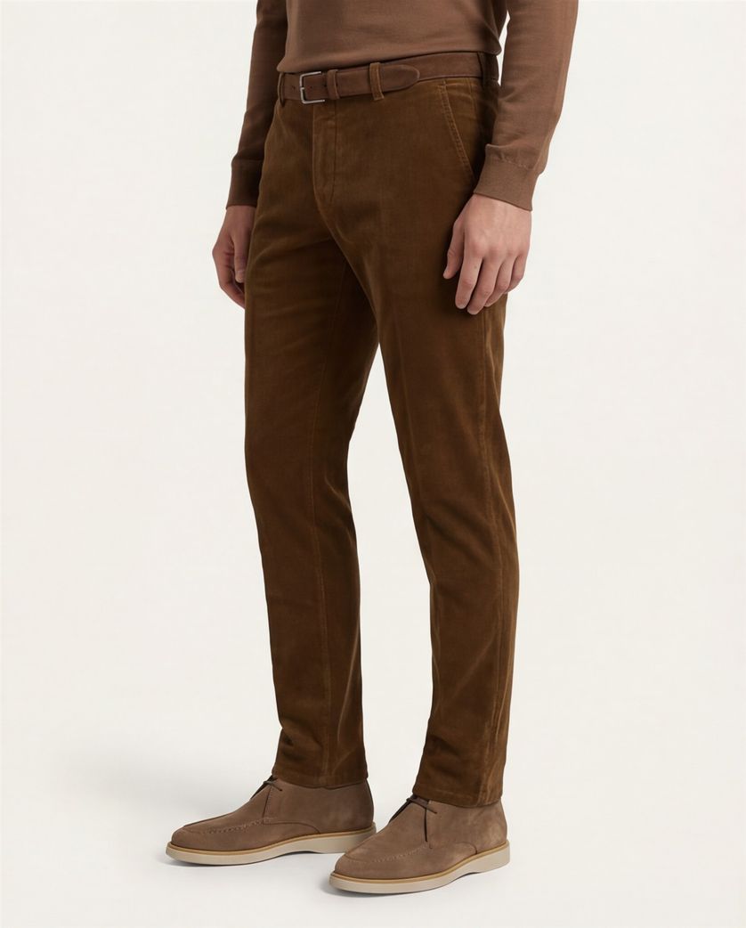 Meyer Bonn broek flatfront bruin katoen