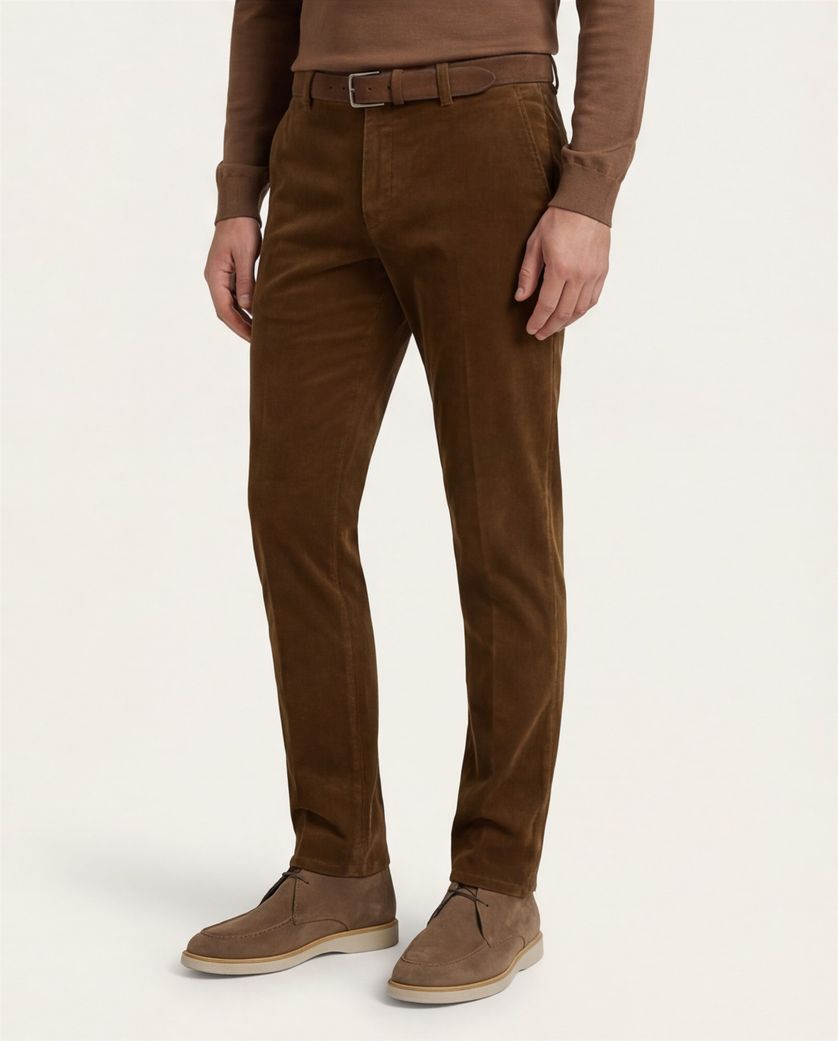 Meyer Bonn broek flatfront bruin katoen