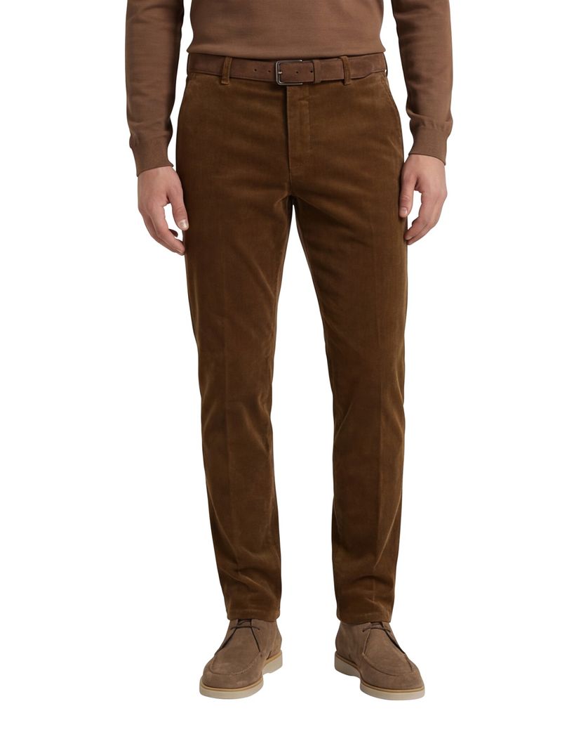 Meyer Bonn broek flatfront bruin katoen