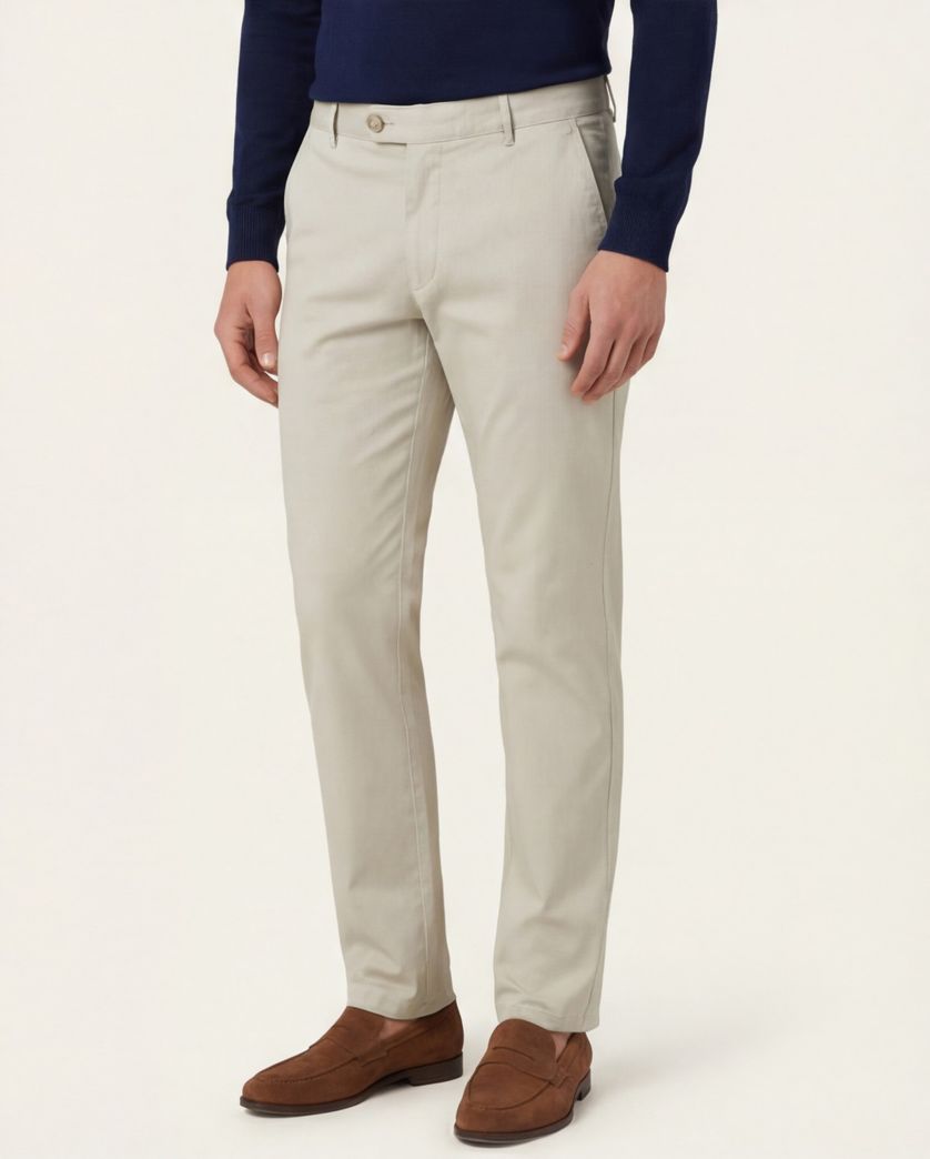 katoenen broek Meyer Bonn beige effen