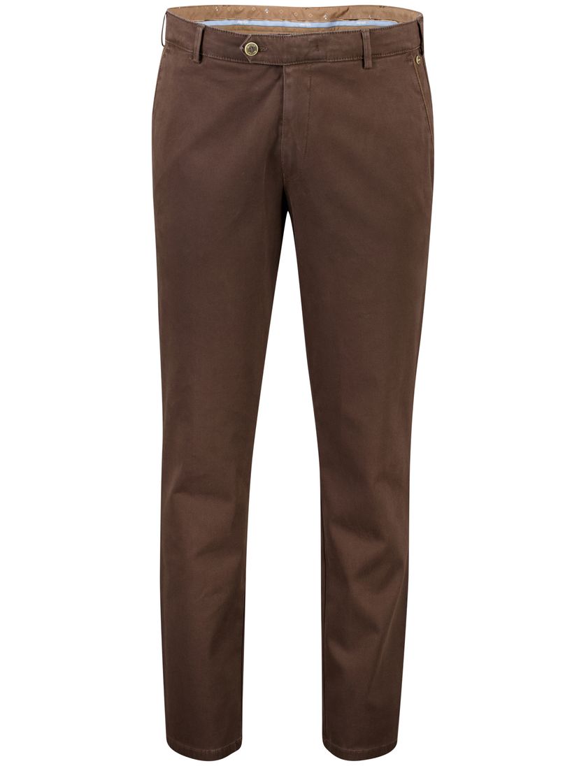 katoenen broek Meyer New York bruin effen
