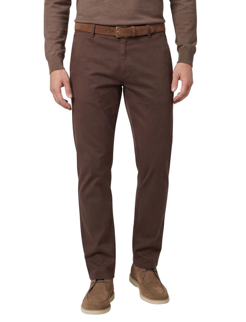 katoenen broek Meyer New York bruin effen